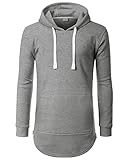 URBANCREWS Mens Hipster Hip Hop Classic Pullover Hooded Jacket Hgray Medium