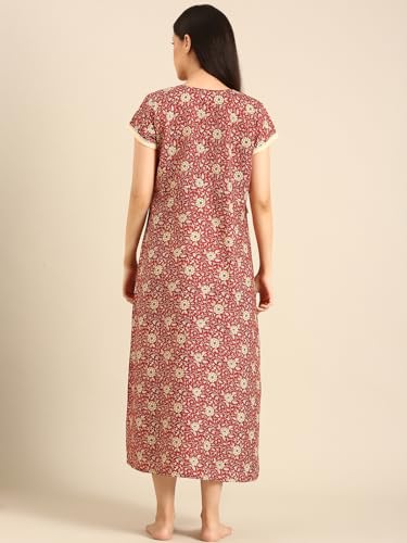 Image of Rupa Jon Aishwarya Women Full Length Maternity Night Dress in Cotton Blend Fabric, Maxi Nighty, Pregnancy Night Dress for Nursing, Pre and Post Pregnancy