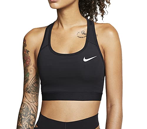 Nike Swoosh Dri-Fit Bra Sport-BH (S, Black/White)