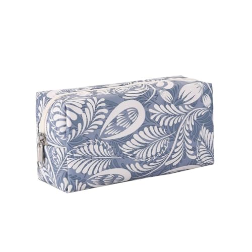 Image of Blue Leaf Mini Travel Toiletry Makeup Bag With Zipper Pouch for Women