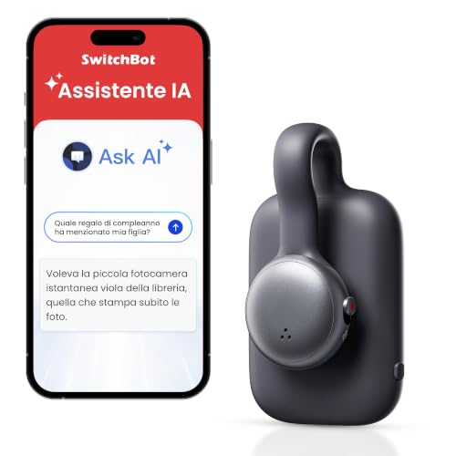SwitchBot AI MindClip, Registratore Vocale,Assistente AI indossabile, 64 GB