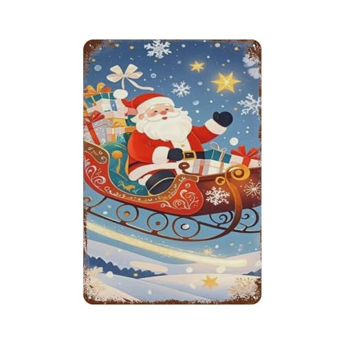 Tableau en métal vintage Santa Claus avec finitions soignées pour décoration salon