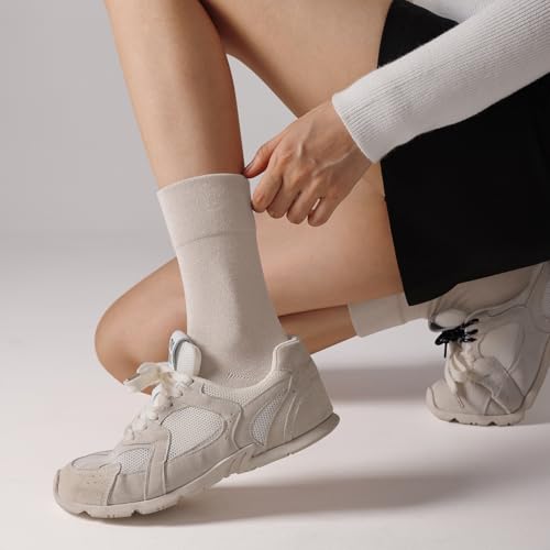 Image of ANDERE ARTE Womens Viscose Bamboo Crew Socks Casual Calf Dress Socks Soft Above Ankle Sock 3-5 Pairs