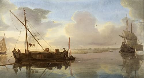 Tableau scène de rivière Willem Van De Velde pour habiller un grand mur vide de chambre