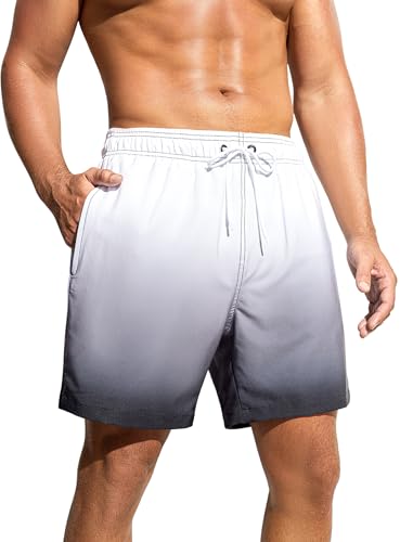SILKWORLD Men Swim Trunks 6 Inch Quick Dry Swimming Shorts 2 in 1 Summer Swimwear Bathing Suits with Zipper Pockets