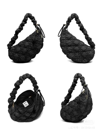 Image of Crescent Bag Puffer Tote Bag for Women Quilted Shoulder Bags Puffy Purse Handbag Winter Down Padding Purse