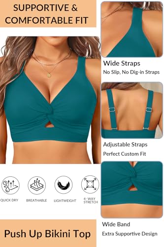 Image of Women's Bikini Top - Supportive Swimsuit for Large Bust - 2025 Cut Out Twist Swim Top