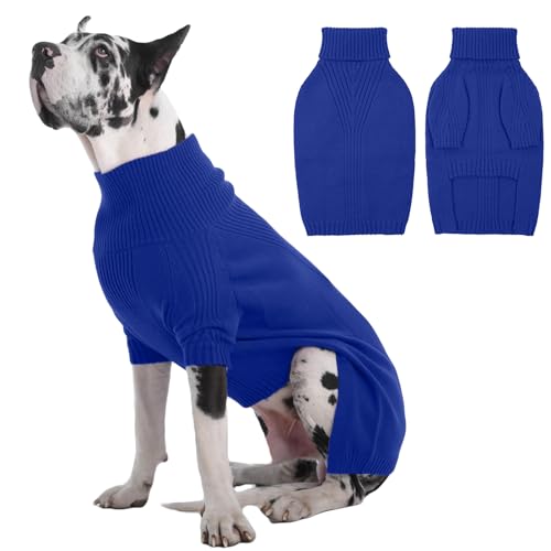 IECOii Great Dane Sweater,5XL Extra Large Sweater for Giant Breed Dogs in Winter,Turtleneck Cold Weather Knit Clothes,Machine Washable,Elastic Pullove