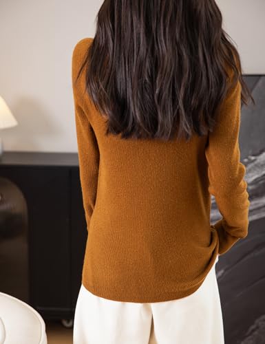Image of Chanyarn Women's 100% Merino Wool Seamless Sweater Mock Neck First-Line Ready to Wear Long Sleeve Ribbed Knit Pullover