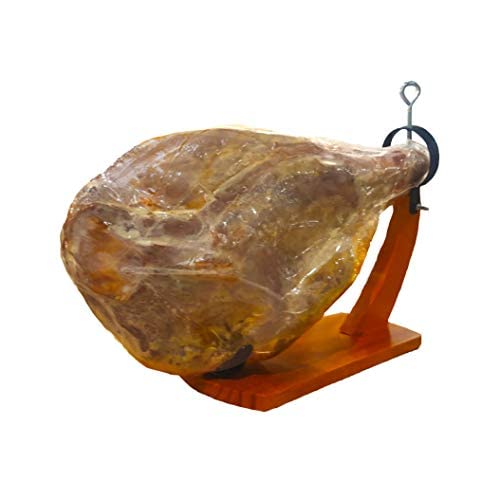 Serrano Cured Ham Bone In Shoulder | Spanish Jamon Serrano | Cured Aged 12 Months + | Mediterranean Salt Only | No Nitrates, Preservative Free |16-18 Pounds | Wood Stand + Knife | Packaged In Gift Box #TOP1