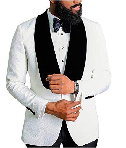 Men's Shawl Lapel Floral Blazer One Button Regular Fit Prom Party Jacket Dinner Coat