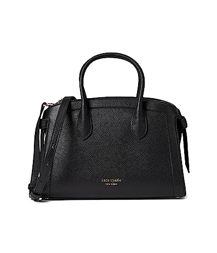Kate Spade New York, Women's, Knott Pebbled Leather Medium Zip Top Satchel, Black, OS