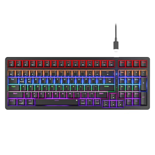 Newmen GM328 Gaming Mechanical Keyboard,18 LED Backlit Effects, 100 Keys, Wired Mechanical Keyboard...