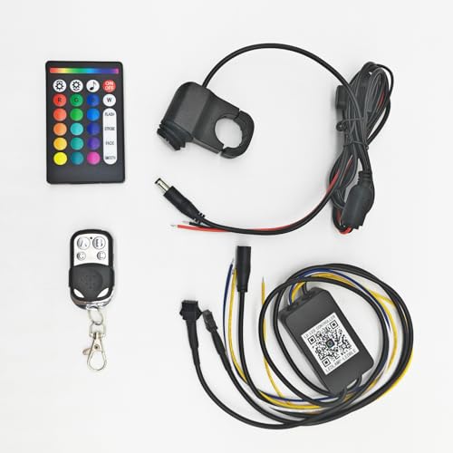 Image of Replacement Controller with Handlebar Switch Brake Turn Signal Smart Energy-Saving Functions APP /RF Remote Control, 4Pin Control Box with 5A Fuse for Motorcycle RGB LED Underglow Lights