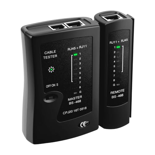 Mcbazel RJ45 Network Cable Tester for Ethernet RJ45 RJ11 RJ12 LAN Portable Ethernet Tester with Smart LED Indicators Shielded Cable Detector for Cat5/Cat6/Cat7 Cables