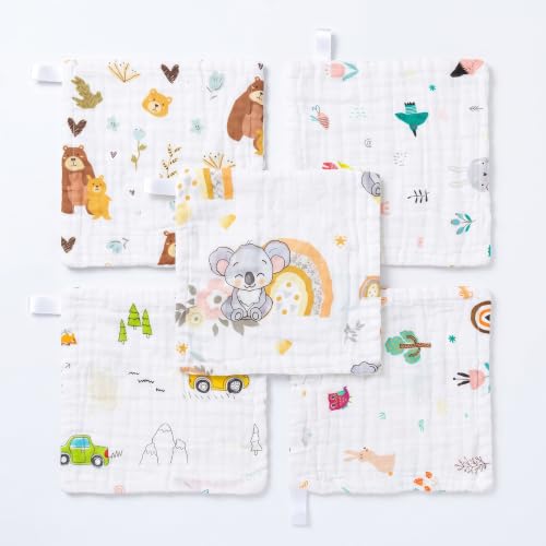 Image of Baby Muslin Wash Cloth Pack of 3, 6 Layer 100% Cotton Muslin Baby Wash Cloth 25 x 25 cm, Ultra Soft Newborn Face Towel, Burp Cloth, Feeding Cloth, Reusable Baby Wipes for Infants (Review)