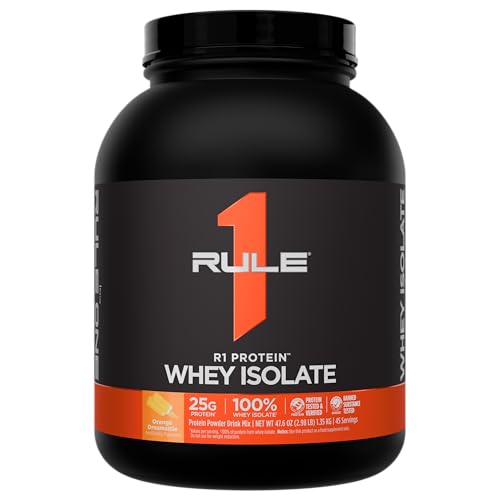 Image of Rule 1 Proteins R1 Protein Whey Isolate, Orange Dreamsicle, 45 Servings | 25g of Protein from Whey Isolates and Hydrolysate isolates for Workout Recovery and anytime use