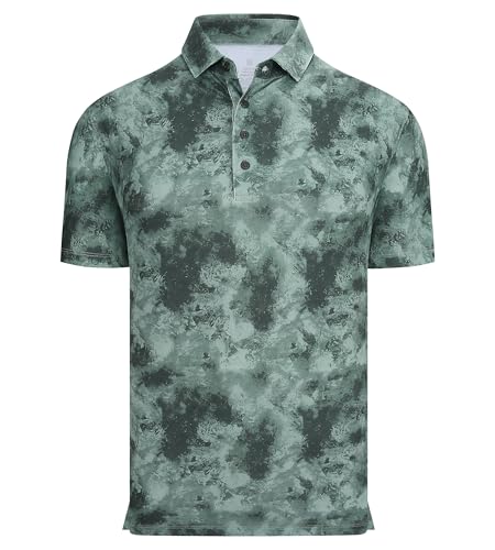 Image of Alex Vando Mens Golf Shirts Short Sleeve Breeze Quick-Dry Print Polo Shirt
