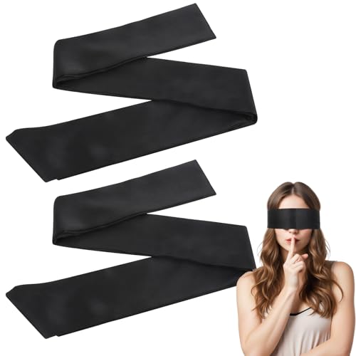 GEEHUA 2 Stück Satin Augenbinde, 150 x 7 cm Satin Schlafaugenmaske, Verstellbare Verdunkelungs Augenbinde, Nachtschlaf-Blinder, Bondage Augenschutzabdeckung für Frauen, Männer, Erwachsene, Paare