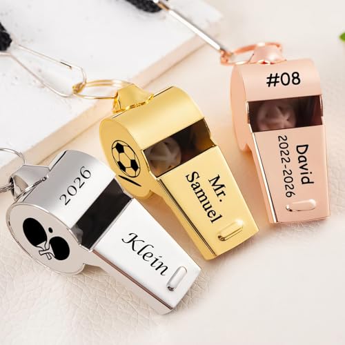 Silbato deportivo personalizado de acero inoxidable con cordón miniatura 1