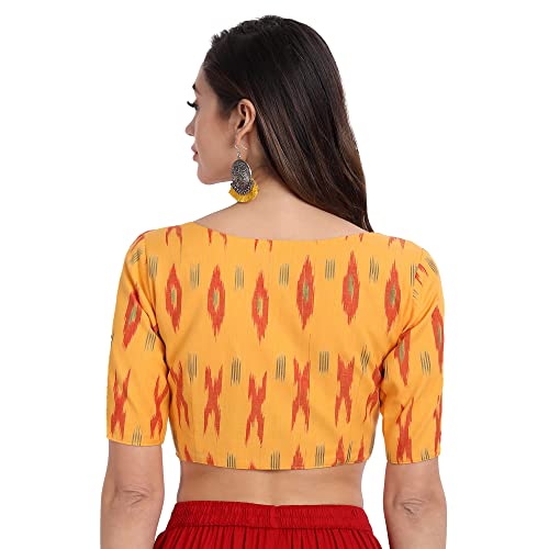 Image of JISB Women's Ikkat Cotton Elbow Length Sleeve Blouse