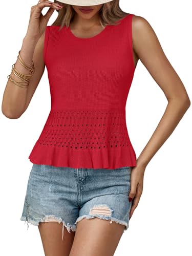 Image of Saodimallsu Womens Crochet Tank Top Sweater Vest