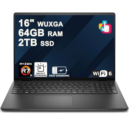 Dell 16 �m�[�g�p�\�R�� 16�C���` WUXGA �^�b�`�X�N���[�� AMD 8�R�A Ryzen 7 250 (Beats i7-1355U) 64GB DDR5 2TB SSD �o�b�N���C�g ExpressCharge Wi-Fi6 �N���G�C�^�[ �f