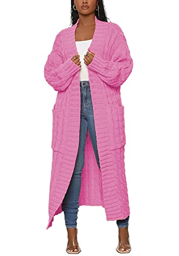 Image of Tcremisa Long Cable Knit Cardigans for Women Chunky Maxi Sweater Coat