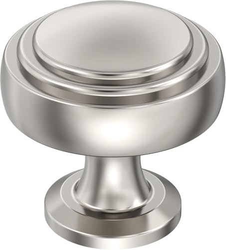 Image of Amerock 1-1 /4 inch Round Winsome Polished Nickel Cabinet Knob | Durable Zinc drawer knob and cabinet hardware, ideal for kitchen cabinets, bathroom vanities, dressers, and furniture