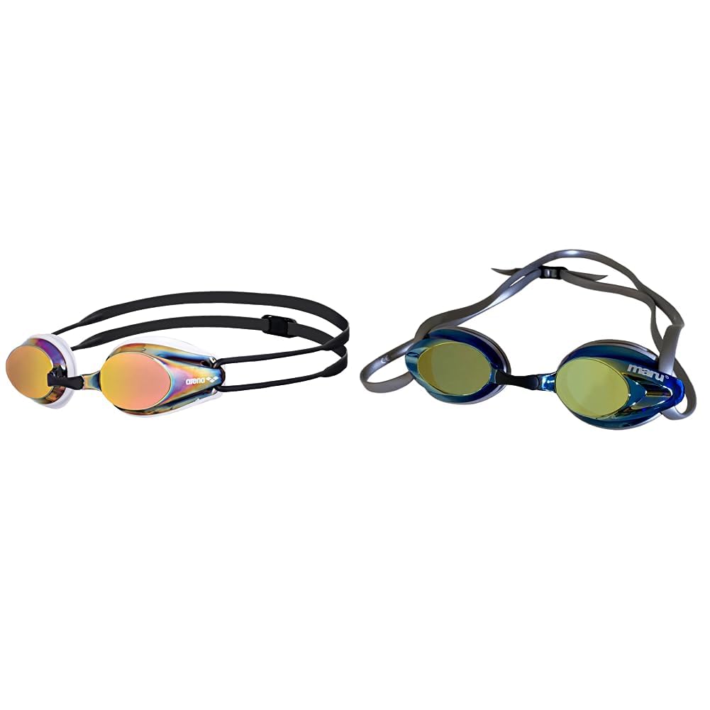 ArenaUnisex Racing Goggles Tracks Mirror Swimming, White-redcopper-Black, one size