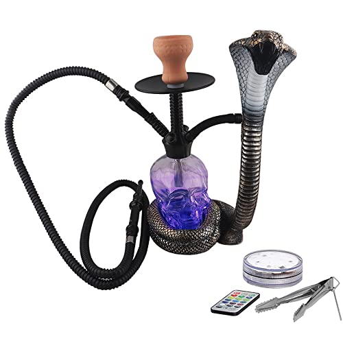 chenmu 16,5", 15,4 Pfund Premium Shisha Set mit LED-Licht Shisha, Kohlezange, Hookah Bowl, King Cobra Modern Shisha Hookah Kit für 1-4 Personen,Bronze