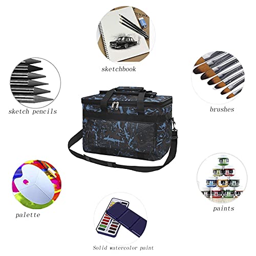 Image of Large Capacity Art Supply Storage Bag with Straps, Waterproof Art Craft Drawing Supplies Storage Tote Bag Portable Travel Craft Bag, Handle Carrier Bag for Craft Tool Sewing, Paper, Art, Desk, Canvas