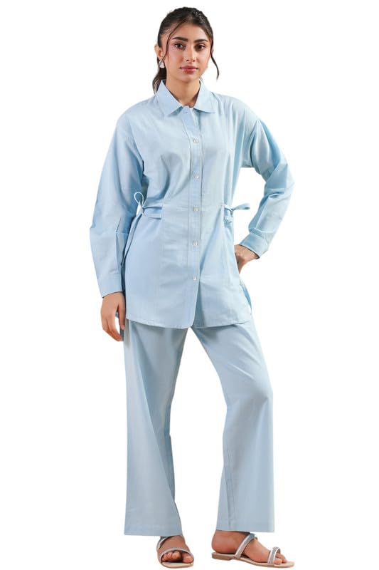 jisora Women's Blue Solid Cotton Co-ord Set-picture-31