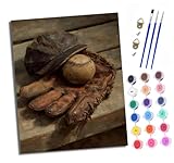 Malen nach Zahlen Erwachsene Alte Baseballausrüstung DIY Handgemalt Ölgemälde Kit Mit 3 - Pinseln und Acrylfarbe Knitterfreie Leinwand set - 40 X 50 CM Mit Rahmen