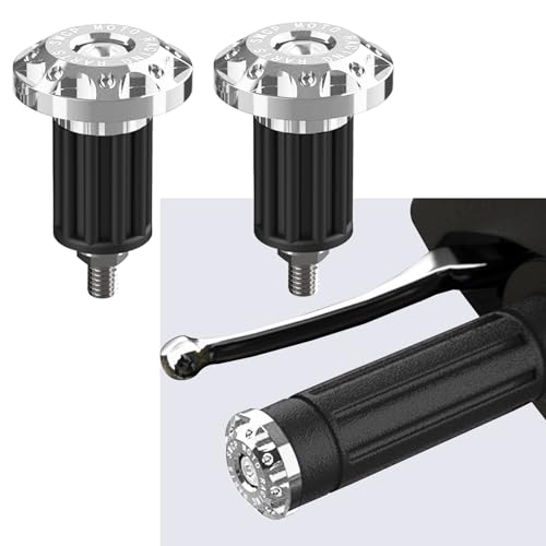 Lecctso 2PCS Universal Motorcycle Bar End Plug, Aluminum Alloy Handlebar Grip End Caps, 7/8" 22mm Moto Grips Ends Replacement for Kawasaki, Suzuki, Yamaha, Ducati (Sliver)