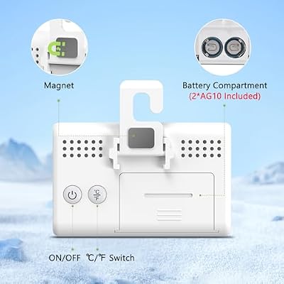 KeeKit Refrigerator Thermometer, Digital Fridge Thermometer with LCD Display, Freezer Temperature Gauge with C/F Switch, Frost Reminder for Home, Office, Kitchen & Restaurants 2 Pack