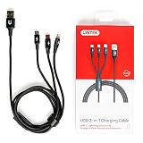 Unitek Premium Multi 3 w 1 Kabel ładujący USB Uniwersalny kabel wielokrotnego ładowania Micro USB/Type C/Lightning 3A 1.2M dla iPhone'a/smartfona z Androidem - czarny