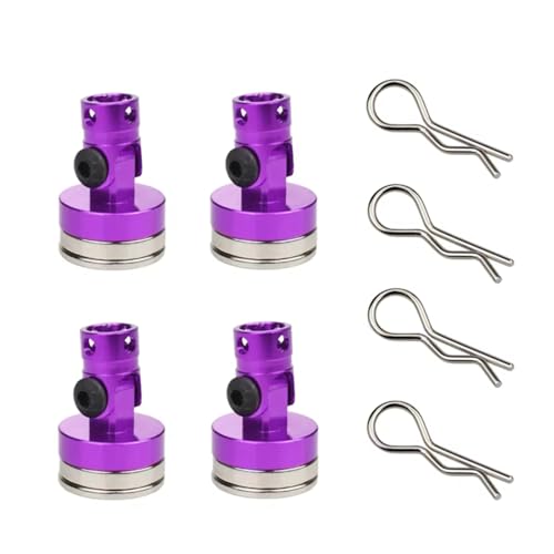 for HSP Drift for Sakura for Redcat 1/10 4pcs Body Posts Magnet Invisible Fixed Mount with Clip RC Car Parts RC Car Accessories(Purple)