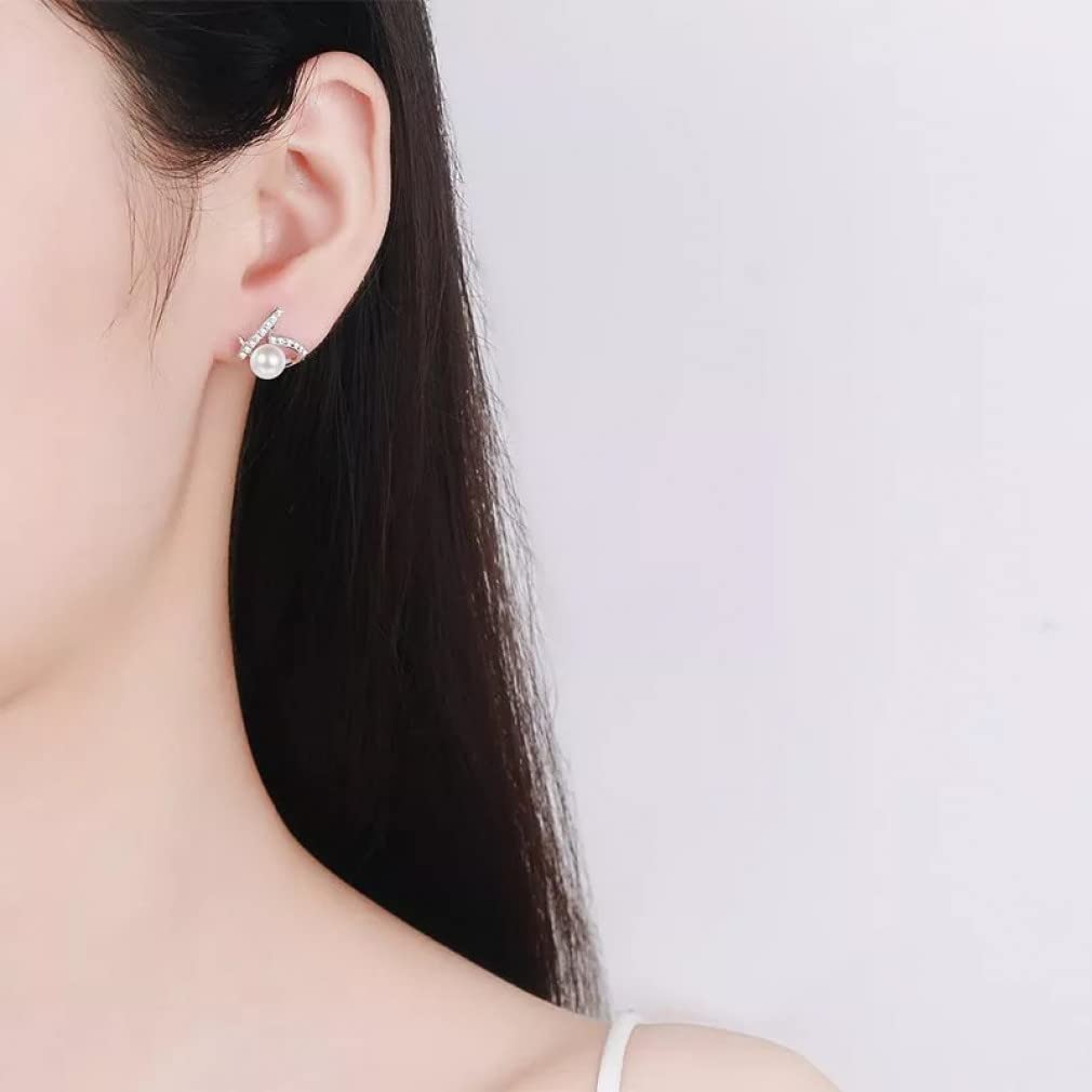 Orecchini perle coltivate d'acqua dolce donna Orecchini moissanite Orecchini a cuore in argento sterling 925