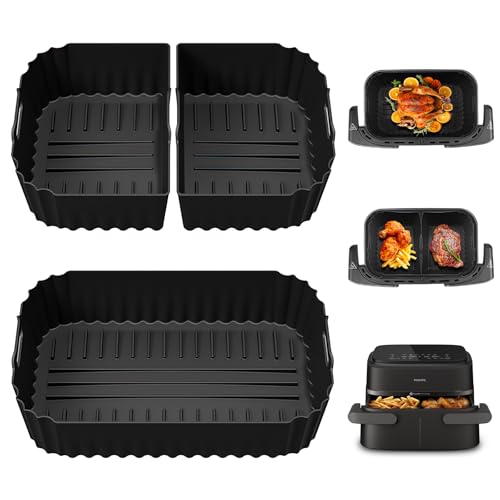 Molde de silicona para freidora de aire caliente Philips Airfryer 1000 Series cesta flexible - 7,1 L, 2 piezas Airfryer molde de silicona antiadherente, accesorio de silicona reutilizable en lugar de