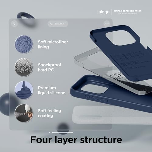 Image of elago Compatible with iPhone 15 Pro Case, Liquid Silicone Case, Full Body Protective Cover, Shockproof, Slim Phone Case, Anti-Scratch Soft Microfiber Lining, 6.1 inch (Jean Indigo)