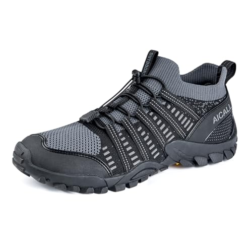 Aicall Zapatos de agua para hombre, de secado rápido, para senderismo, descalzo, para playa, caminar, navegar, acampar, pescar, Gris, 41.5 EU
