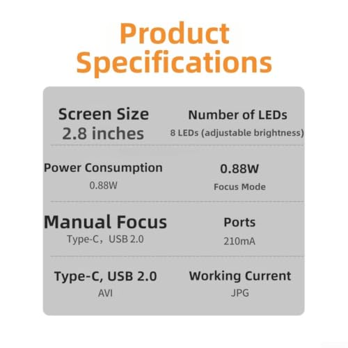 Microscopio digital IPS 2,8 pulgadas para identificar gemas con 8 LED y enfoque 5