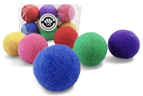 Earthtone Solutions Wool Cat Balls - Safe Silent Felt Ball Toys - Fun Colorful Soft Quiet Wool Kitty Toys - Unique for Cat Lovers - 6 PCS Hand Made in Nepal