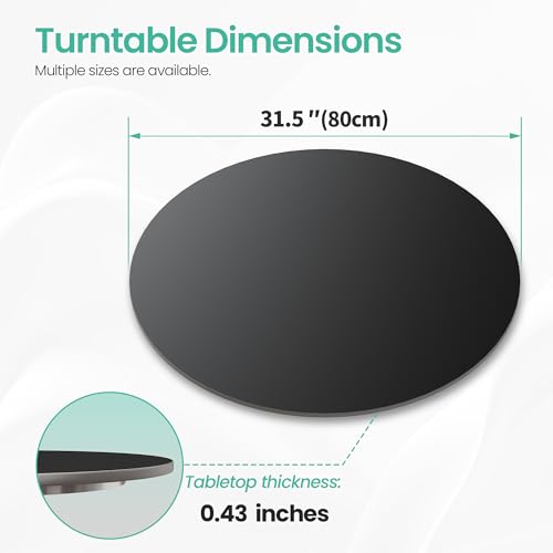 31.5" Lazy Susan Turntable – 360° Sinteredstone Silent Anti-Slip Turntable, Table Top Centerpiece for Kitchen, Pantry, Spice Rack, Refrigerator & Dining Table, Black by ZL ZELing - Image 6