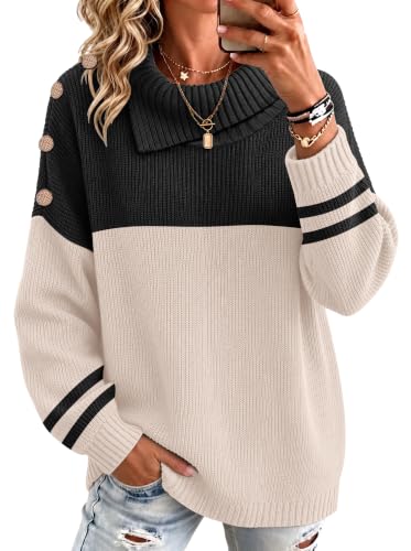 Image of Sweater for Women Winter Turtleneck Long Sleeve Pullover Tops Casual Oversized Knitted Sweaters