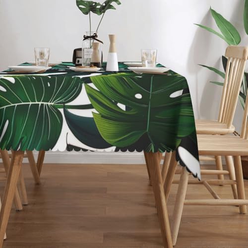 Nappe rectangulaire lavable imprimée feuilles tropicales pour cuisine et banquet