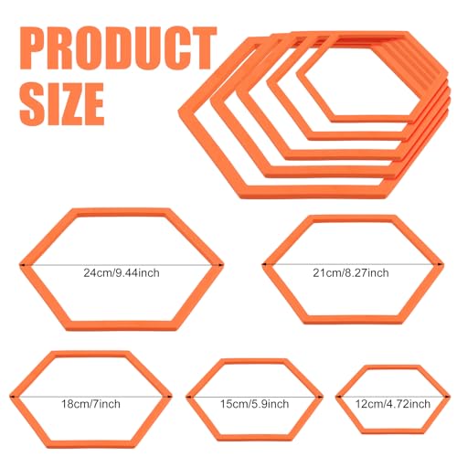 Image of PEUTIER 5pcs Aquarium Floating Plant Rings, Foam Floating Plant Corral Holder Hexagon Fish Feeding Rings Feeding Ring Barrier for Fish Tank Feeder Plant Fence for Keeping Food in Place (Orange)