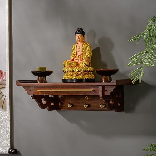 Étagère d'autel bouddhiste murale avec tablette rétractable pour statues - 2