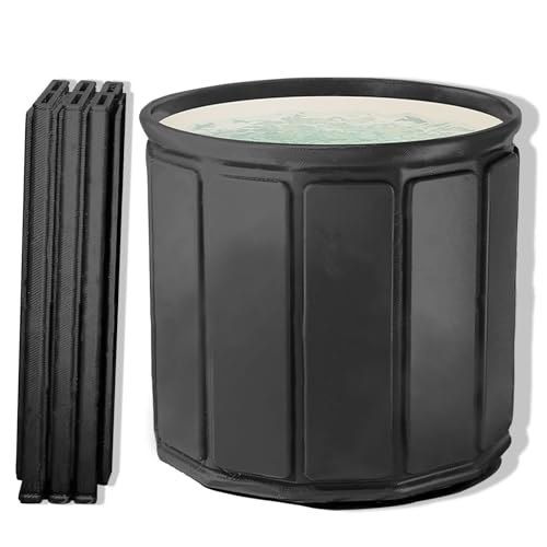 AYES Faltbare Badewanne für Erwachsene, Tragbare Eisbadewanne für Kaltwassertherapie Training, Outdoor Tauchwanne, Freistehende Badewannen für Dusche Spa Sauna (Schwarz, 70cm*70cm*65cm)